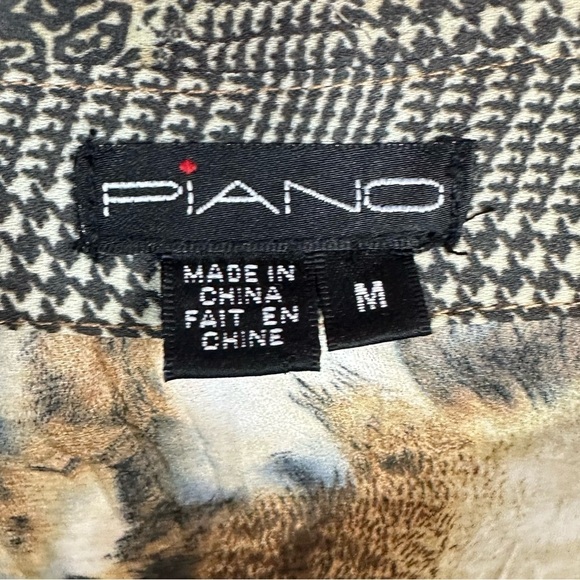 Y2K Piano sheer mixed media button down collared blouse size M - Picture 3 of 9